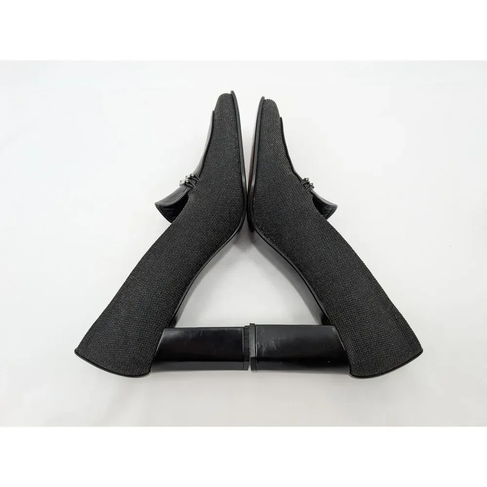 Stuart Weitzman Square Toe Women's Heels Sz 7 Minimalist Academia Black and Gray